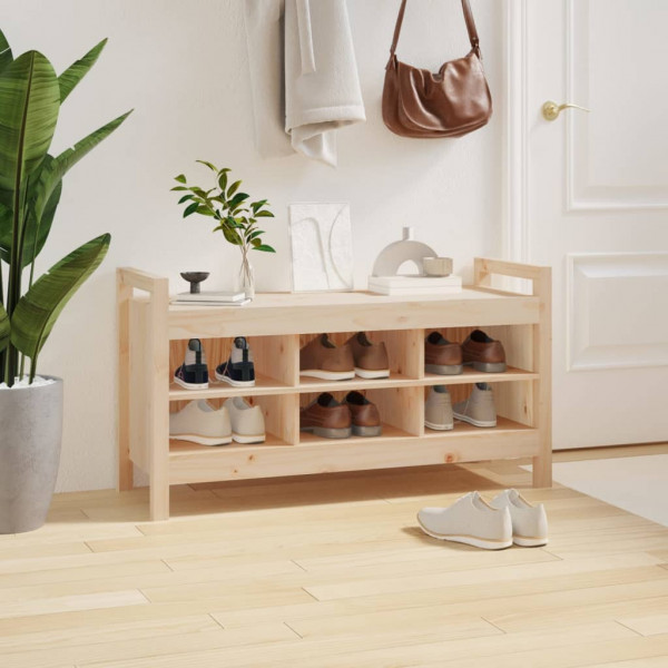 Banco de recibidor madera maciza de pino 110x40x60 cm M 5