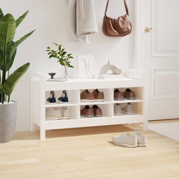 Banco de recibidor madera maciza de pino blanco 110x40x60 cm M 5