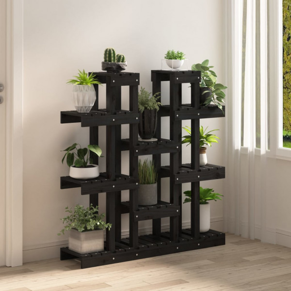 Soporte para plantas madera maciza pino negro 104.5x25x109.5 cm M 3