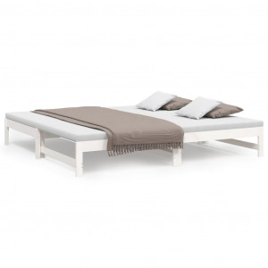 Sofá cama extraíble madera maciza de pino blanco 2x(100x200) cm H
