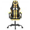 Silla gaming giratoria reposapiés cuero sintético negro dorado 3