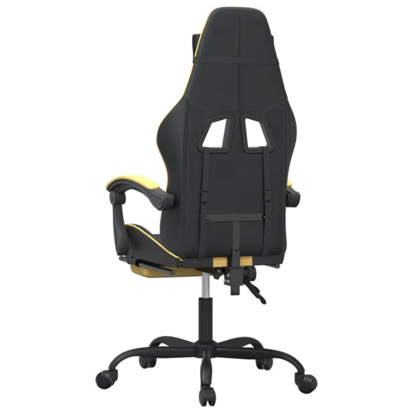 Silla gaming giratoria reposapiés cuero sintético negro dorado M 5