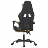 Silla gaming giratoria reposapiés cuero sintético negro dorado 5