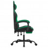 Silla gaming giratoria y reposapiés cuero sintético negro verde 4