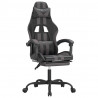 Silla gaming giratoria y reposapiés cuero sintético negro gris 2
