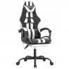 Silla gaming giratoria reposapiés cuero sintético negro blanco 2