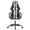 Silla gaming giratoria reposapiés cuero sintético negro blanco 3