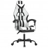Silla gaming giratoria reposapiés cuero sintético blanco negro 2
