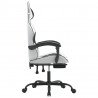 Silla gaming giratoria reposapiés cuero sintético blanco negro 4