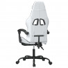Silla gaming giratoria reposapiés cuero sintético blanco negro 5