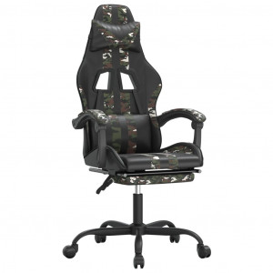 Silla gaming giratoria y reposapiés cuero sintético H