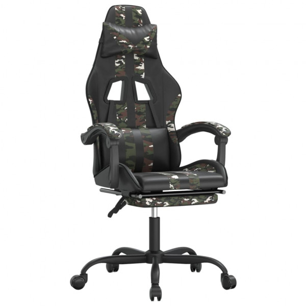 Silla gaming giratoria y reposapiés cuero sintético M 2