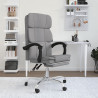 Silla de oficina reclinable de tela gris claro 3