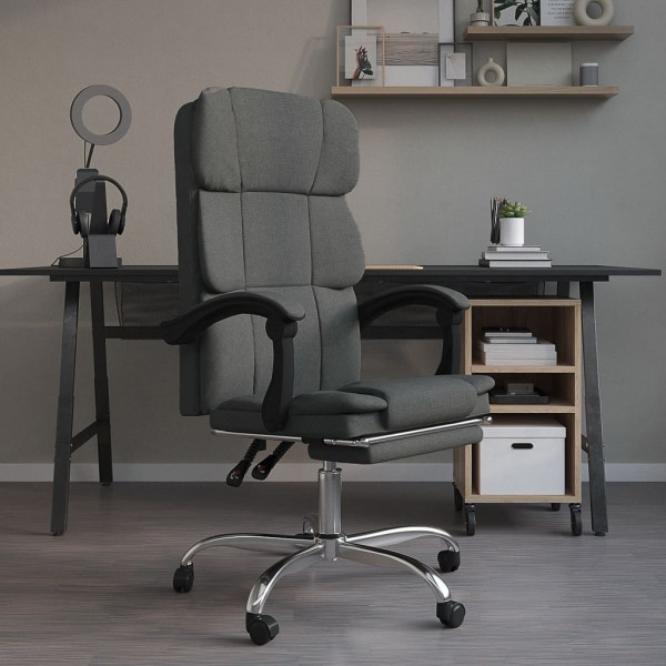 Silla de oficina reclinable de tela gris oscuro D