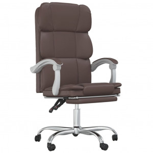 Silla de oficina reclinable cuero sintético marrón H