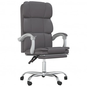 Silla de oficina reclinable cuero sintético gris H