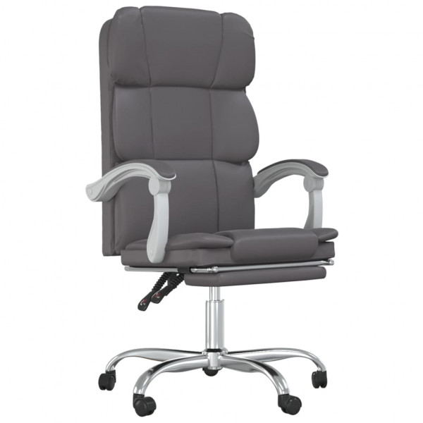 Silla de oficina reclinable cuero sintético gris M 2