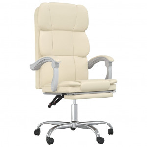 Silla de oficina reclinable cuero sintético crema H