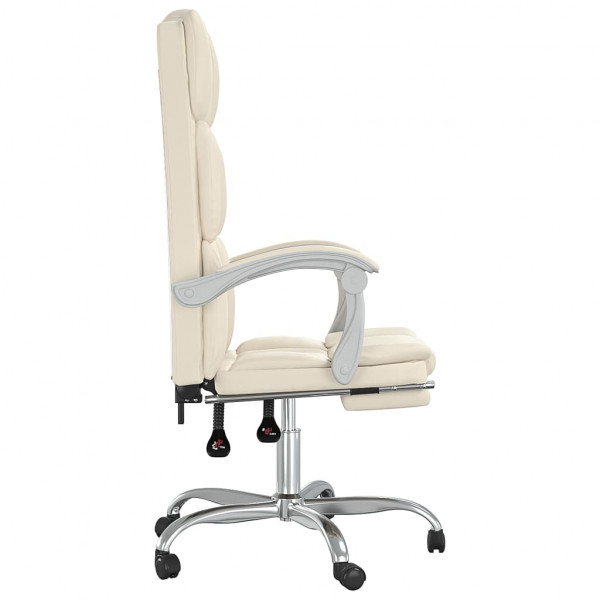 Silla de oficina reclinable cuero sintético crema M 4