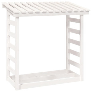 Suporte para lenha 108x64.5x110 cm pinho maciço branco H