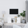 Mueble de TV madera contrachapada blanco brillo 100x35x40 cm 1