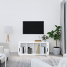 Mueble de TV madera contrachapada blanco brillo 100x35x40 cm 3