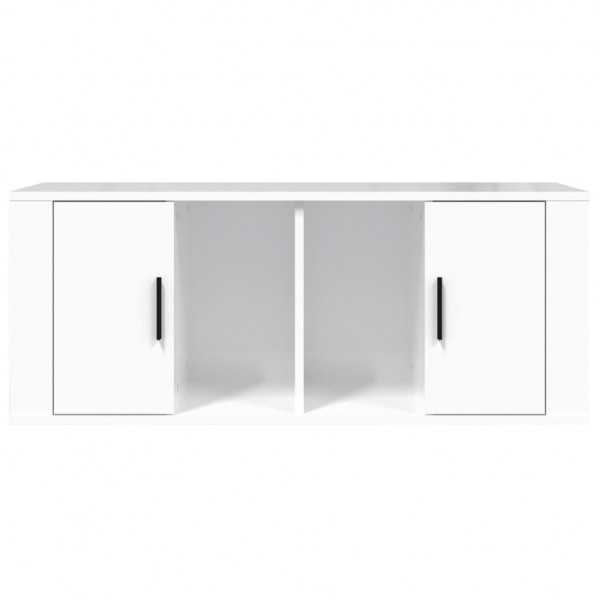 Mueble de TV madera contrachapada blanco brillo 100x35x40 cm M 5