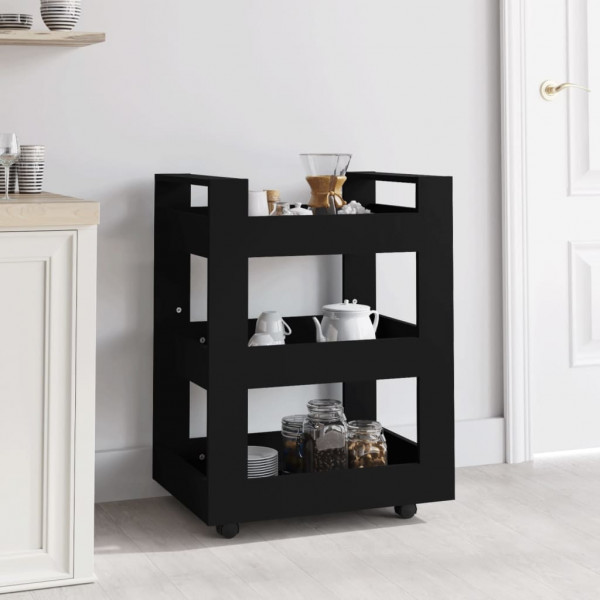 Carrito de cocina madera contrachapada negro 60x45x80 cm D
