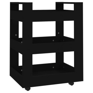 Carrito de cocina madera contrachapada negro 60x45x80 cm H
