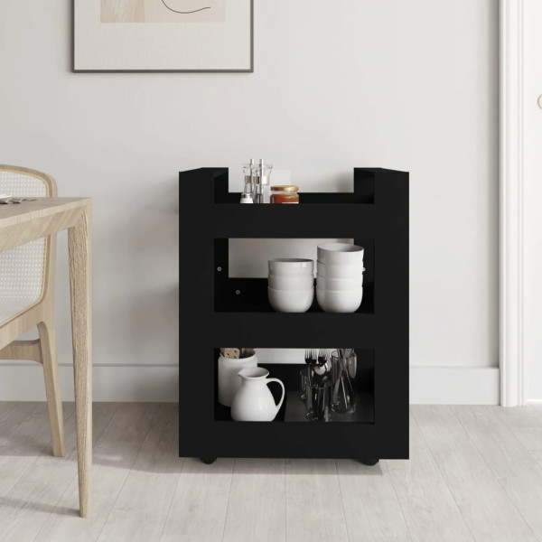 Carrito de cocina madera contrachapada negro 60x45x80 cm M 3