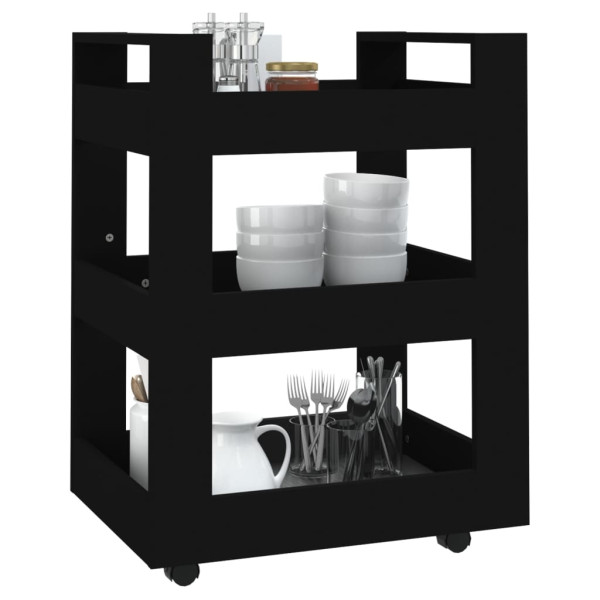 Carrito de cocina madera contrachapada negro 60x45x80 cm M 4
