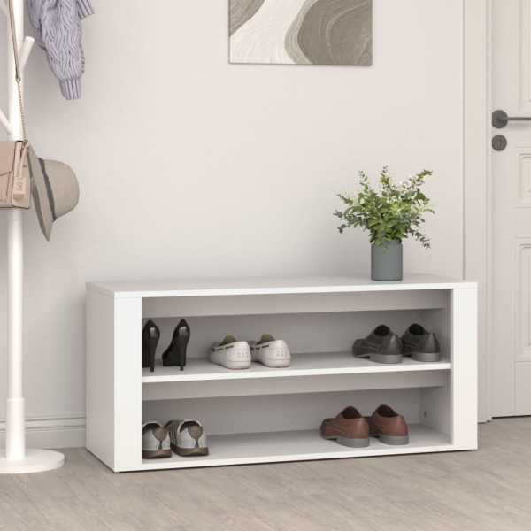 Mueble zapatero de madera contrachapada blanco 100x35x45 cm D