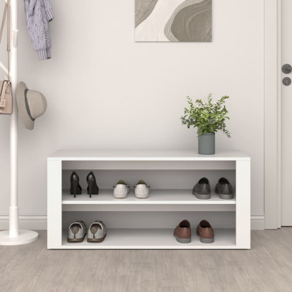 Mueble zapatero de madera contrachapada blanco 100x35x45 cm M 3