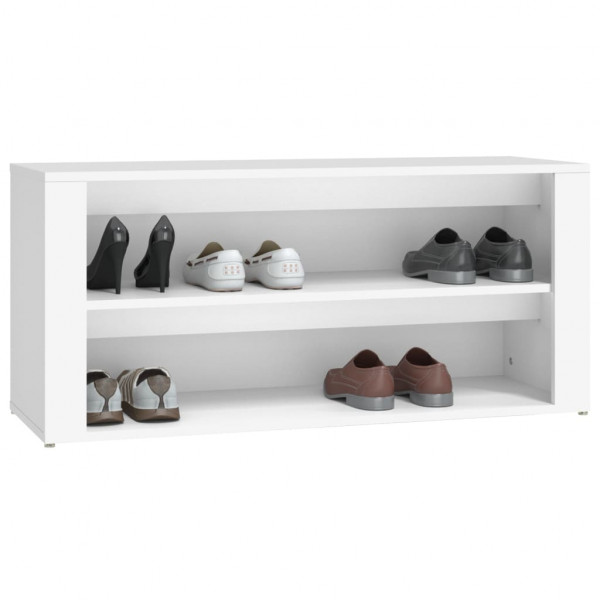 Mueble zapatero de madera contrachapada blanco 100x35x45 cm M 4