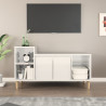 Mueble de TV madera contrachapada blanco brillo 100x35x55 cm 1
