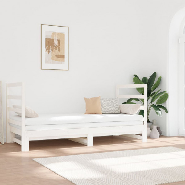 Sofá cama extraíble madera maciza de pino blanco 2x(90x190) cm D