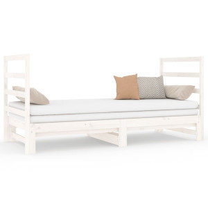 Sofá cama extraíble madera maciza de pino blanco 2x(90x190) cm H