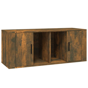 Mueble para TV madera contrachapada roble ahumado 100x35x40 cm H