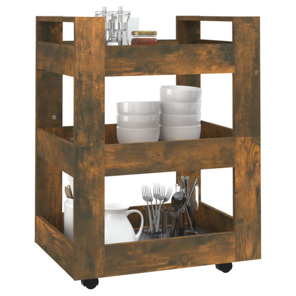 Carrito de cocina madera contrachapada roble ahumado 60x45x80cm M 4