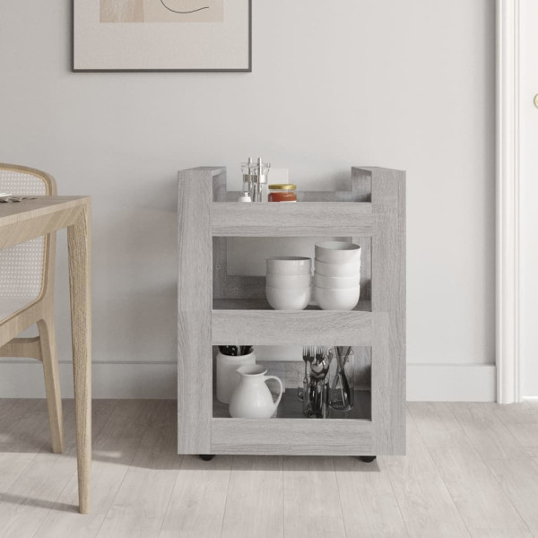 Carrito de cocina madera contrachapada gris Sonoma 60x45x80 cm M 3