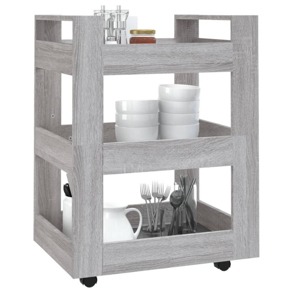 Carrito de cocina madera contrachapada gris Sonoma 60x45x80 cm M 4