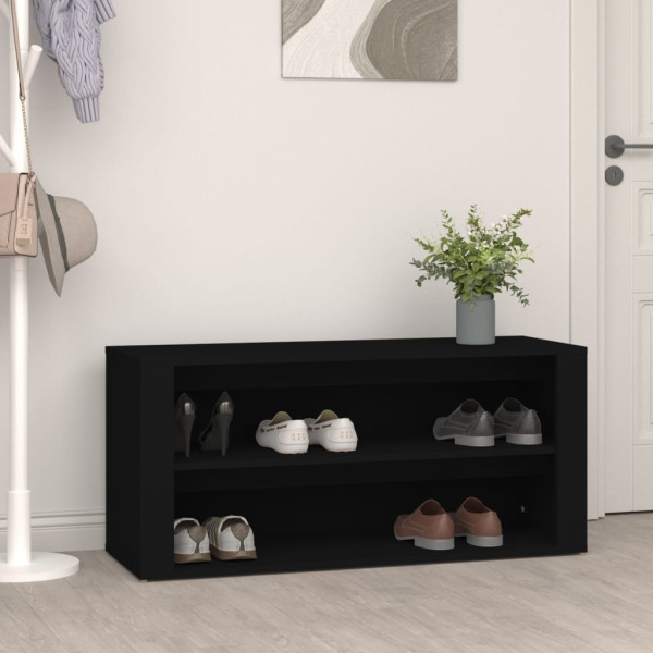 Mueble zapatero de madera contrachapada negro 100x35x45 cm D