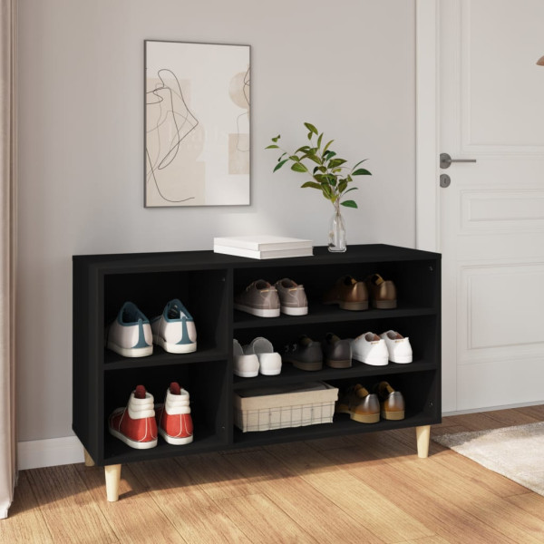Mueble zapatero madera contrachapada negro 102x36x60 cm D
