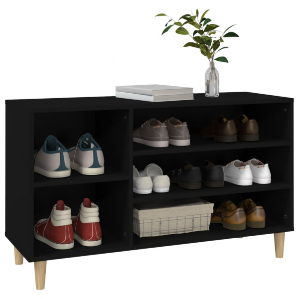 Mueble zapatero madera contrachapada negro 102x36x60 cm M 4