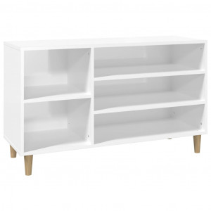 Mueble zapatero madera contrachapada blanco brillo 102x36x60 cm H