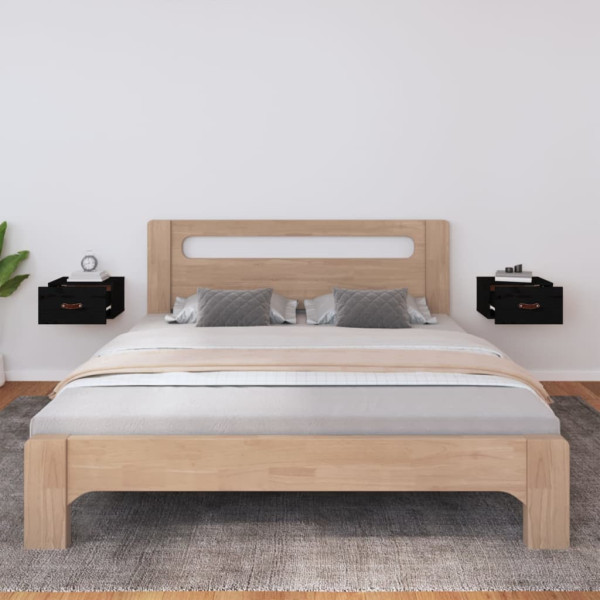 Mesitas de noche de pared 2 uds negro 40x29.5x22 cm M 3
