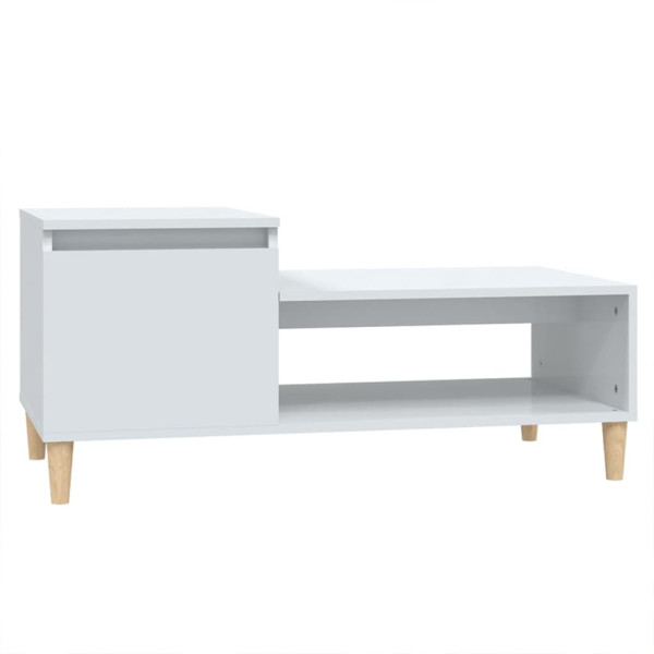 Mesa de centro madera contrachapada blanco brillo 100x50x45 cm M 2