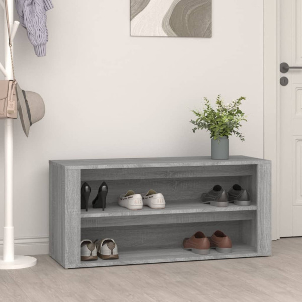 Mueble zapatero madera contrachapada gris hormigón 100x35x45 cm D