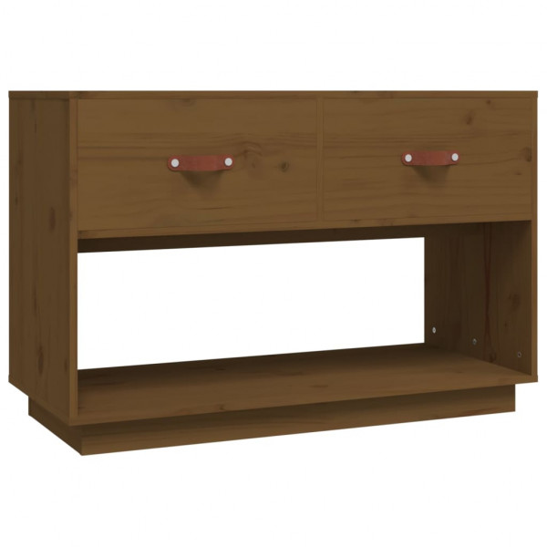 Mueble de TV madera maciza de pino marrón miel 90x40x60 cm M 2