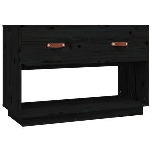 Mueble de TV madera maciza de pino negro 90x40x60 cm H